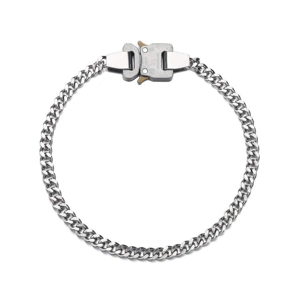 Metal Clasp Necklace for Men Black/Steel