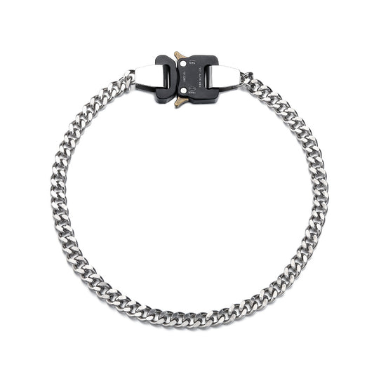 Metal Clasp Necklace for Men Black/Steel