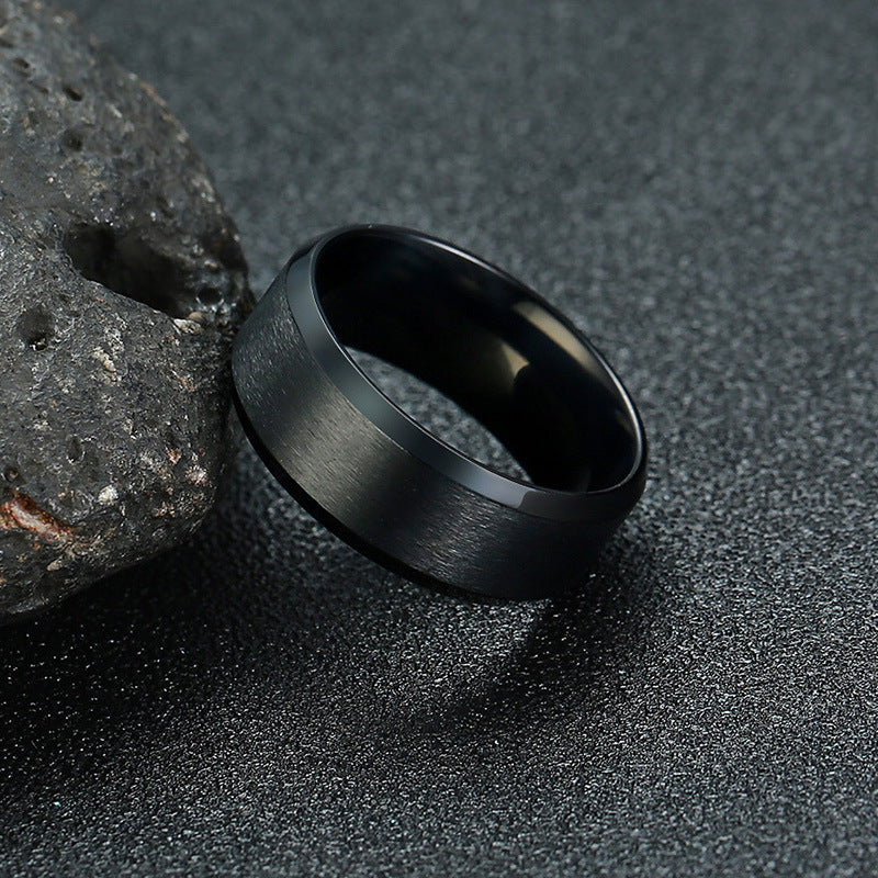 Titanium Steel Ring Black/Silver