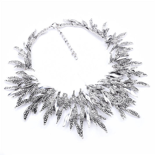 Diamond Feathers Short Necklace