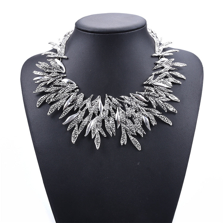 Diamond Feathers Short Necklace