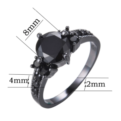 Zircon Diamond Ring Black