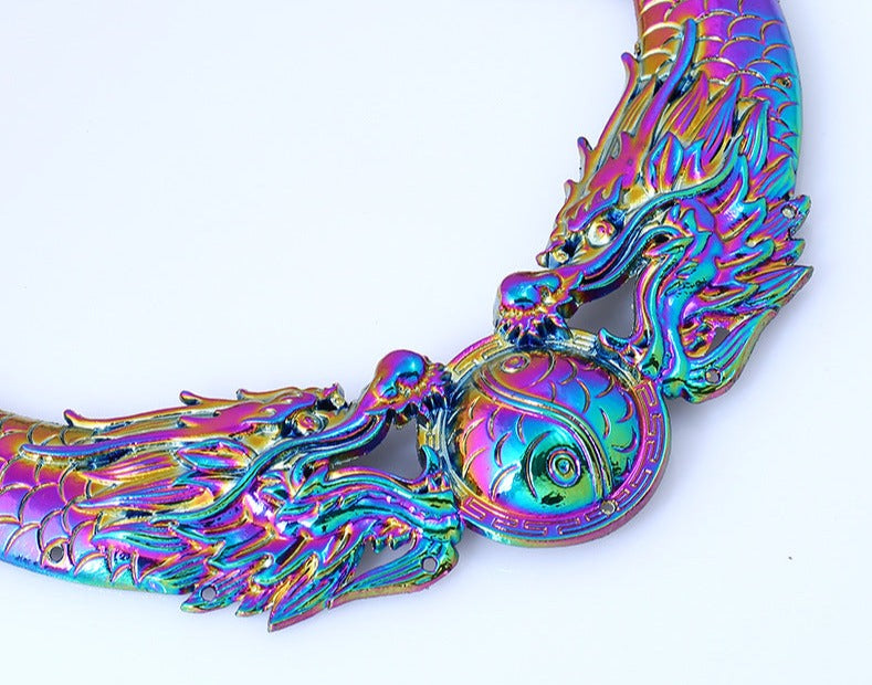 Dragon Necklace Silver/ Rainbow Metal