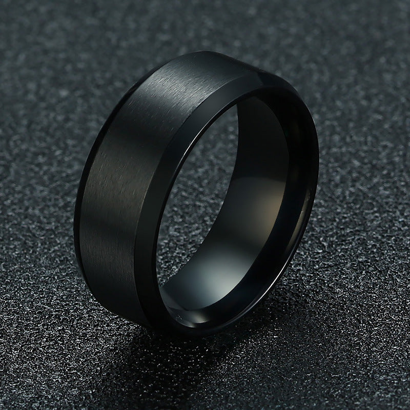 Titanium Steel Ring Black/Silver